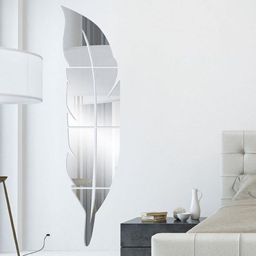 Agiferg Removable Feather Mirror Wall Stickers Decal Art Vinyl Home Room Decoration DIY