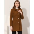 thumbnail image 2 of INSPIRE CHIC Manteau Trench d'Hiver pour Femme à Col Rabattu, Simple Boutonnage, Brun Foncé, TG, 2 of 6
