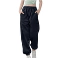 thumbnail image 3 of PMVFHDE Kids Pants Medium And Large Children Casual Girls Solid Color Drawstring Sweatpants,Navy,7-8 Years, 3 of 6
