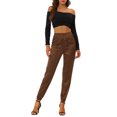 thumbnail image 2 of Unique Bargains Women's Drawstring Elastic High Rise Silky Satin Cargo Solid Pants Coffee XS, 2 of 7