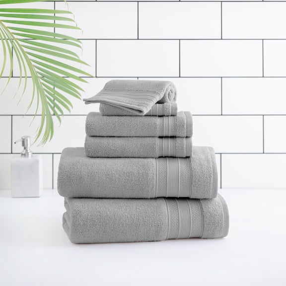 hometrends Solid Bath Towel 6-Piece Set, Grey