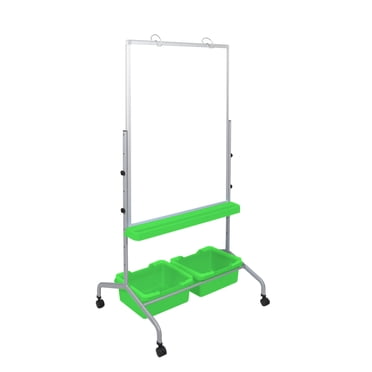 Stand Up Desk Store Mobile Whiteboard and Flipchart Easel with Storage Bins and Chart Hooks