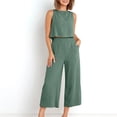 thumbnail image 4 of zanvin Ensemble 2 Pcs pour Femmes, Mode Femme Col Rond Sans Manches Blouse + Pantalons Amples avec Poches, Cadeaux d'Amitié, 4 of 5