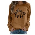 thumbnail image 1 of IROINID Économies Hauts pour Femmes Grande Taille Détente Manches Longues Empreinte de Patte de Chien Col Rond Hauts Chemise Blouse Chandail, Brun, 1 of 3