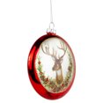 thumbnail image 4 of Northlight Glittered Reindeer with Wreath Glass Disc Christmas Ornament - 4"  - Red, 4 of 6