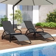 thumbnail image 2 of Gymax Lot de 2 Chaises Berçantes d'Extérieur 2-en-1 avec Dossier Réglable à 4 Positions, Accoudoirs Courbés, Gris, 2 of 10