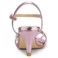 thumbnail image 3 of BLISSFUL STEP Chaussures pour Femmes Sandales à Talon Kitten à Bout Ouvert en PU avec Bride à la Cheville Ornée de Strass Rose 6, 3 of 6