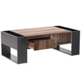 thumbnail image 4 of Wood Coffee Table with Storage, 43.5" Brown Coffee Table with 1 Drawers and Open Storage Space, Mid Century Center Table for Living Room, 4 of 6