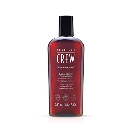 Men\'s Shampoo by American Crew, Daily Silver Shampoo, Naturally Derived, Vegan Formula, 8.4 Fl Oz