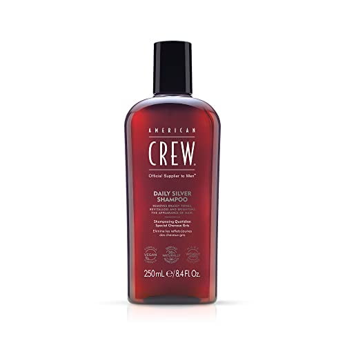 Men\'s Shampoo by American Crew, Daily Silver Shampoo, Naturally Derived, Vegan Formula, 8.4 Fl Oz