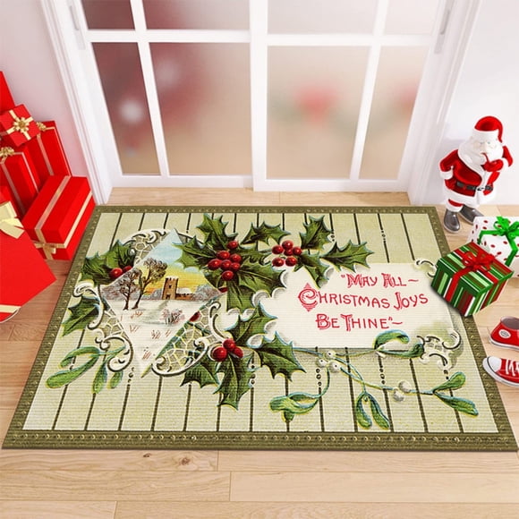 Christmas Entrance Mat, Non-Slip Door Mat, Absorbent Dirt-Proof, Household Bathroom Mat, Size 15.7x23.6 Inch, for Entryway, Kitchen, Wet Areas, Stain-Resistant, Easy Clean Hzhnb