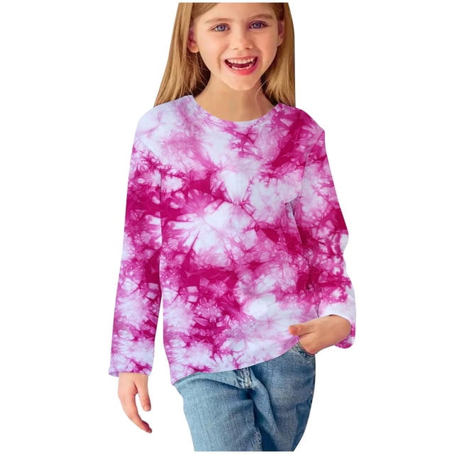 WRKEKC Chemises à Manches Longues pour Filles, T-Shirts à Manches Longues pour Filles, Chemises à Manches Longues à Imprimés pour Filles Jolis Chandails Ras du Cou Blouses Habillées Décontractées Vêtements