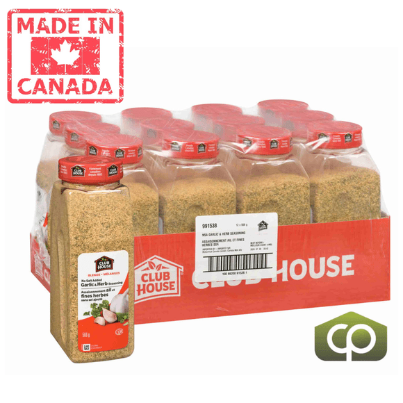 Clubhouse Seasoning Garlic & Herb No Salt 566 GClubhouse Seasoning Garlic & Herb No Salt 566 GR (1.25 lbs) (12/Case)R(12/Case) - Canadian Made