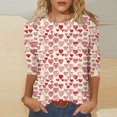 thumbnail image 2 of Penkiiy Chemises de la Saint-Valentin pour Femmes, Graphique Cœur, Col Rond, Hauts Décontractés, Blouses Amples à Manches 3/4, Grande Taille, Tunique 2025 m Multicolore, 2 of 5
