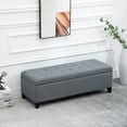 thumbnail image 2 of HOMCOM Linen Fabric Wood Feet Entry Bench, Contemporary Home Decor Grey, 2 of 10
