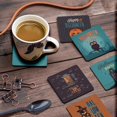 thumbnail image 3 of Inkdotpot Ensemble de 6 sous-Verres Faciles à Nettoyer 4 Pouces Carrés, Réutilisables, Halloween, 3 of 8
