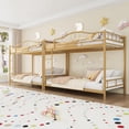 thumbnail image 4 of Bingirl Twin Over Twin Metal Bunk Bed with Ladder and Guardrails - Heavy - Duty, 400 Lbs Capacity - No Box Spring Needed - Simple Assembly - Gold - Stylish Space - Saving Design, 4 of 7