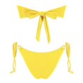 thumbnail image 3 of Swimming Suits for Women Solid Color Strapless Backless Gathering Separate Bikini Yellow Bathing Suit for Women S, 3 of 3