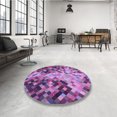 thumbnail image 4 of Ahgly Company Tapis d'Intérieur Ronds Transitionnels Lavables à la Machine, Magenta Foncé Violet, 5 Pieds Rond, 4 of 7
