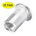 thumbnail image 1 of Uxcell Aluminium Alloy Knurled Flat Head Threaded Insert Nut #10-24 25 Pcs, 1 of 6