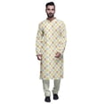 thumbnail image 1 of Atasi Designer Kurta Pajama For Men Printed Angrakha Style Casual Summer Clothing, 1 of 5