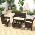 thumbnail image 2 of Gymax 4 PCS Patio Rattan Conversation Set Outdoor Wicker Furniture Set w/ Tempered Glass Table, 2 of 9