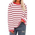 thumbnail image 2 of Timegard Fall Tops for Women 2024 Crewneck Striped Drop Shoulder Loose Blouse Comfy Long Sleeve Tops, 2 of 5
