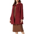 thumbnail image 4 of INSPIRE CHIC Manteaux pour Femmes Col Peter Pan Boutonnage Simple devant à Boutons Manteaux d'Hiver S Rouge, 4 of 6