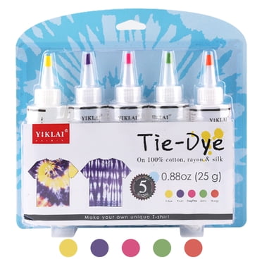 Amdohai 5 Colors DIY Tie Dye Kits Fabric Dye Set Fabric Paint 120ml/bottle with Rubber Bands Gloves Self-Sealing Bag Apron for Kids Adults