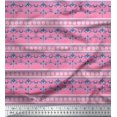 thumbnail image 1 of Soimoi Toile de Voile de Coton Rayé, Tissu Imprimé Damassé Floral et Filigrane 1 Yard 56 Inch Wide, 1 of 1