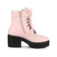 thumbnail image 3 of Unique Bargains Bottes de Combat à Plateforme à Talon Épais pour Femme Rose (Taille 8,5), 3 of 7