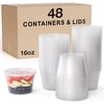 thumbnail image 1 of Lot de 48 Bols Alimentaires Ronds Jetables en Plastique - Contenants à Soupe Étanches avec Couvercles, Rangement pour Collations Allant au Micro-Ondes, 1 of 4