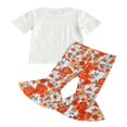 thumbnail image 2 of Little Girls Short Sleeve Tops Sunflower Flared Bell-Bottom Pants Outfits Set, 2 of 6