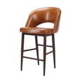 thumbnail image 3 of Plata Import Executive Stool in Tan, PU Executive Stool, Mid-Century Counter Stool, Tan PU Counter Stool, Kitchen PU Stool, Island Stool, Modern Counter Stool, with Backrest and Footrest, 3 of 3