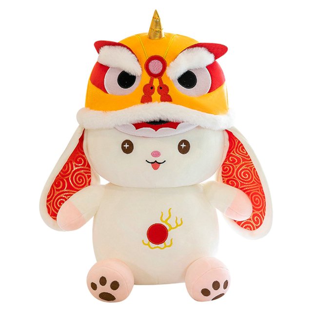 Rabbit Doll Good Rebound Resilience Full Filling Anti-deformed Lion Dance Chinese Trend Rabbit Toy for Festival