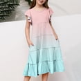 thumbnail image 3 of yoeyez Robes pour Enfants Filles 4-16 Fête Enfants Manches Volantées Robe Maxi à Volants Imprimé Dégradé Col Ras du Cou Robes Soleil Robe de Fête d'Anniversaire pour Enfant Vert Menthe, 6 Ans, 3 of 6