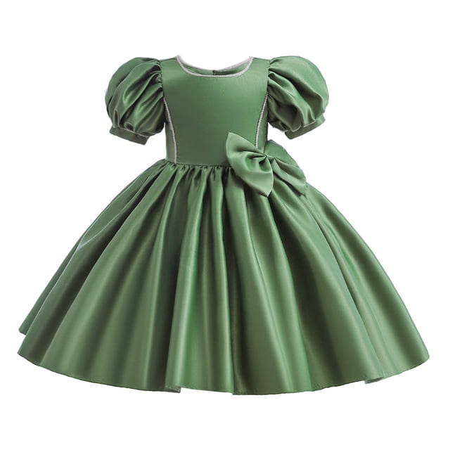 FAIWAD Robe de Fête de Mariage pour Filles, Manches Bouffantes, Nœud, Asymétrique, Robe de Soirée pour 4-12 Ans