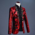 thumbnail image 4 of TIMIFIS Mens Shiny Sequin Blazer Dinner Prom Wedding One Button Suit Jacket Lapel Dress Blazer, 4 of 5