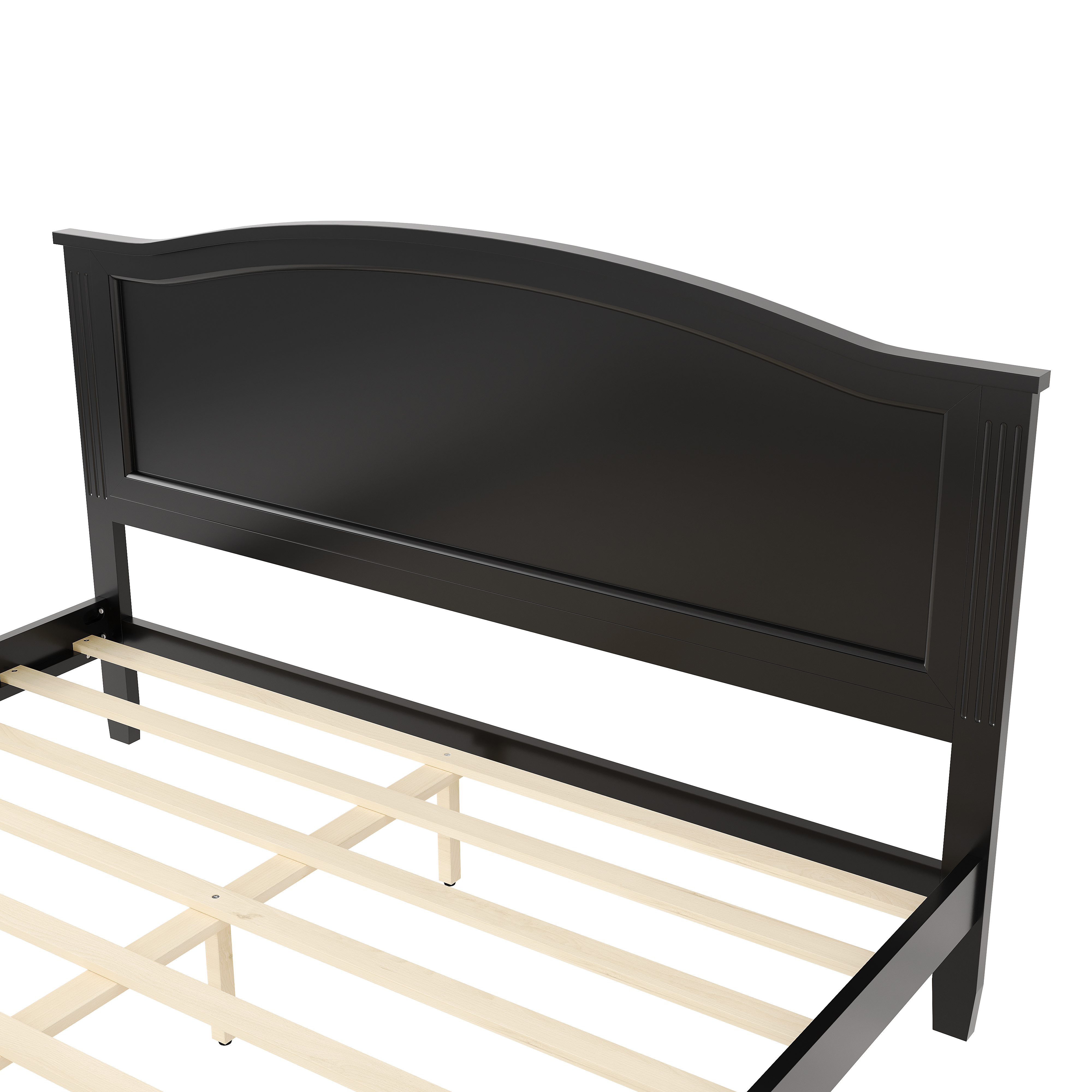 Noble House Full Platform Bed with Headboard,Wooden Slat Support Legs,No Box Spring Needed,Black