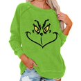 thumbnail image 1 of Chandail de Noël Abordable Corashan Chandail de Noël Laid Blouses à Manches Longues pour Femmes Décontracté Col Rond Chemise Blouse Imprimée Hauts Coupe Ample Automne Vert, 3TG, 1 of 4