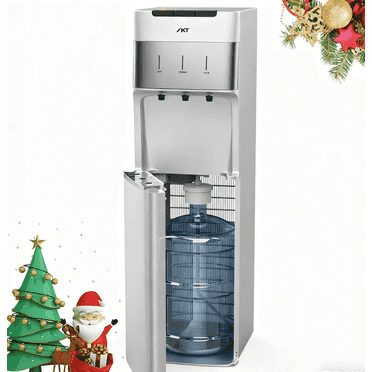 IKT Water Cooler Bottom Load Self Cleaning for 3 or 5 Gallons,3 Temperatures (Cold/Hot/Warm) with Child Lock,for Home & Office,Silver