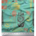 thumbnail image 1 of Soimoi polyester Crepe Fabric Vegetables,Jar & Cups Fabric Prints By Yard 52 Inch Wide, 1 of 3