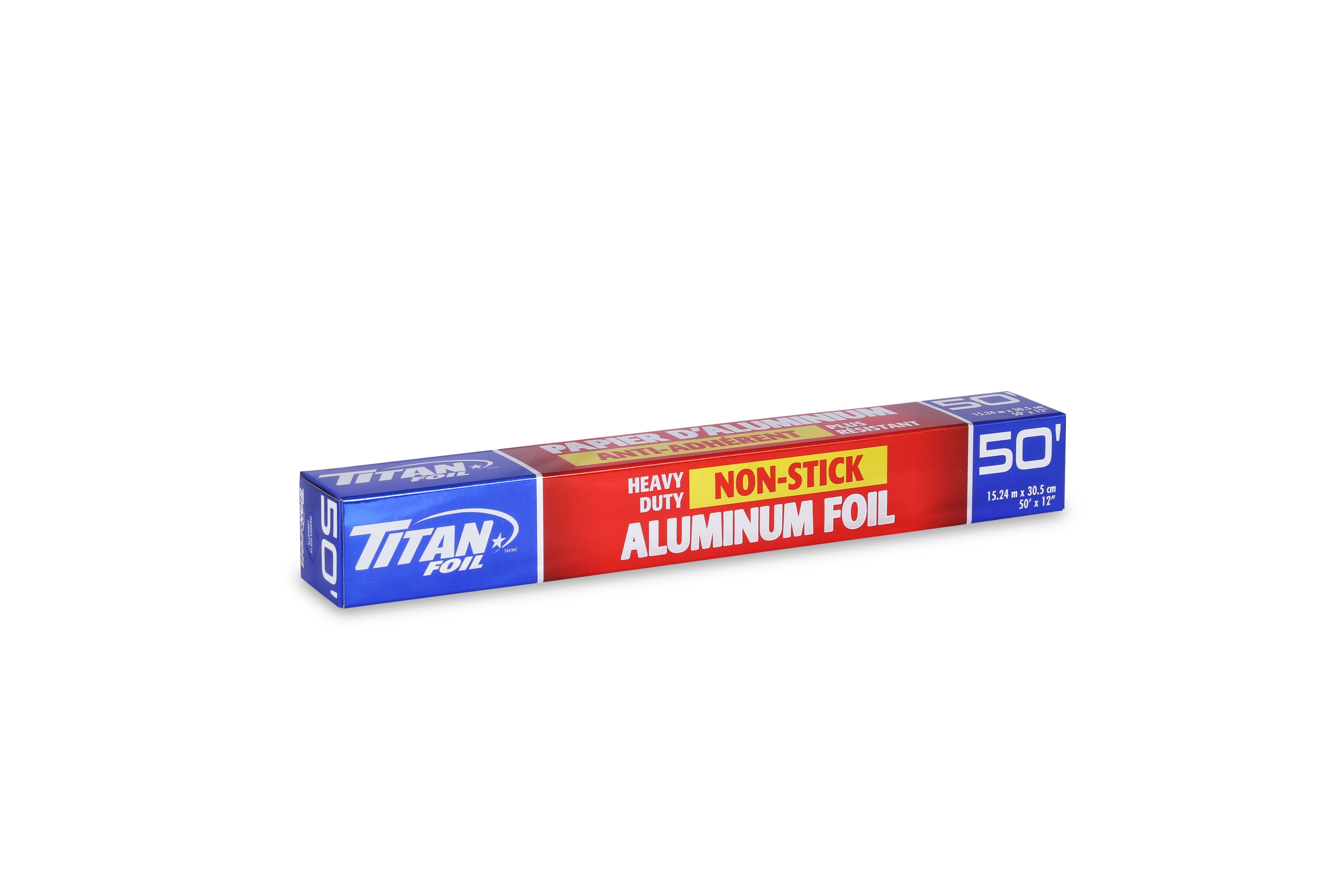 TITAN Heavy Duty Non-Stick Wrap Aluminum Foil, 12"x 50' Roll
