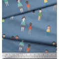 thumbnail image 1 of Soimoi Blue polyester Crepe Fabric Human Group Print Fabric by Yard 42 Inch Wide, 1 of 3