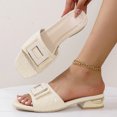 thumbnail image 3 of CHGBMOK Womens Sandals Square - Toe Mule Sandals with Decorative Buckle and Textured Upper Sizes 36-42, 3 of 6
