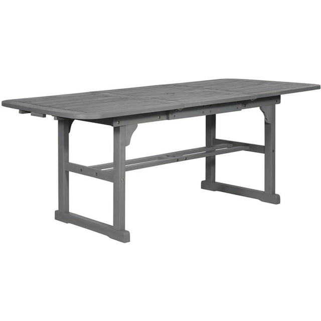 Pemberly Row Transitional Extendable Patio Dining Table in Gray Wash