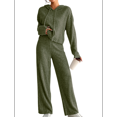 thumbnail image 2 of Womens Lounge Sets 2 Piece Matching Pajamas Fall Fashion Ribbed Knit Outfits Long Sleeve Casual Sweatsuits Green M, 2 of 8