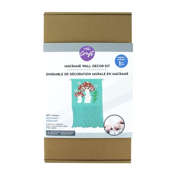 UNIQUE CREATIV CRAFT Macramé Wall Décor Kit - Mushroom, 1 pc, Age 8+, Beginner, 30 × 63 cm (24.8 in)