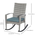 thumbnail image 3 of Outsunny Outdoor PE Rattan Rocking Chair with Cushion Mixed Grey, 3 of 10