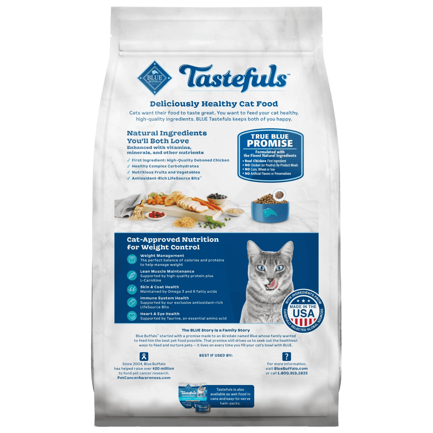 Blue Buffalo Tastefuls Nourriture Naturelle Sèche pour Chats, Contrôle du Poids 2.2kg